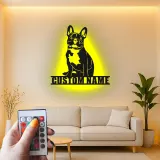 Custom French Bulldog LED Sign | Personalized Metal Wall Art | Dog Lover Memorial Gift for Home & Living Room Decor