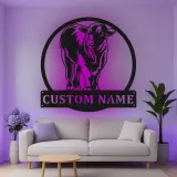 Décoration murale en métal LED personnalisée de vache - Cadeau de ferme rustique - Décor de grange