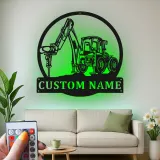 Custom Excavator Led Light Metal Wall Art Personalized Gift for Construction Enthusiast Garage or Office Decor 1