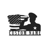 Custom Military Name Sign | LED American Flag Wall Art | Personalized Veteran Gift | Patriotic Army Home Decor