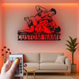 Insegna in metallo MMA personalizzata | Insegna LED per palestra o man cave | Regalo per combattenti di arti marziali