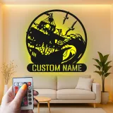 Décoration Murale en Métal de Navire Pirate | Plaque de Nom LED Personnalisée | Décor Nautique Vague Océan pour Bar à Domicile
