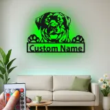 Décoration murale en métal personnalisée avec lumière LED de Rottweiler