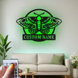 Luna Moth LED Metal Wall Art | Personalized Butterfly Sign | Custom Nature Decor for Boho & Biophilic Interiors | Garden Lover Gift