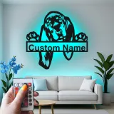 Cartel de metal LED personalizado de Bloodhound, regalo para amantes de los perros, decoración para la sala de estar
