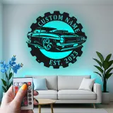 Personalisierte Muscle Car Metallschild | LED-beleuchtete Garagen Dekoration | Individuelle Man Cave Kunst | Vintage Auto-Enthusiasten Geschenk