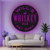 Cartel de metal personalizado con luz LED para bar de whisky, regalo personalizado para amantes del whisky, decoración de bar en casa