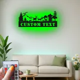 Insegna in metallo personalizzata con scena di montagna e fauna selvatica retroilluminata