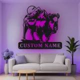 Custom Bison Mountain Led Light Metal Wall Art Personalized Rustic Gift for Nature Lovers Cabin or Lodge Decor