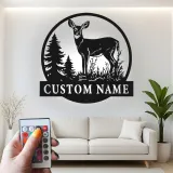 Custom Deer Led Light Metal Wall Art Personalized Nature Lover Gift Rustic Cabin Decor