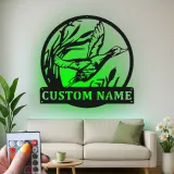 Cartel de metal LED personalizado de pato en vuelo regalo para cazadores decoración rústica de cabaña o refugio