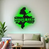 Panneau de sirène personnalisé | Lumière LED personnalisée | Décoration murale en métal pour chambre de fille | Décor de nursery nautique