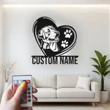 Insegna in metallo personalizzata Labrador con cuore e luce LED regalo per amanti dei cani decorazione per il soggiorno
