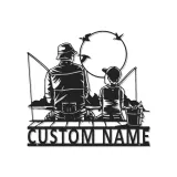 Custom Fishing LED Metal Wall Art | Personalized Father & Son Decor | Lake House & Cabin Gift