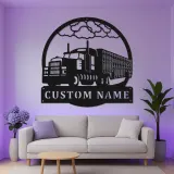 Arte murale in metallo personalizzata per camion semi | Insegna LED per big rig personalizzata | Targa per camionista per garage, ufficio e man cave | Regalo per camionista