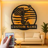 Décoration murale en métal personnalisée pour joueur de basketball avec rétroéclairage LED - Cadeau pour fans de sport