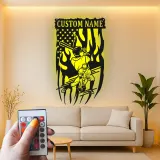 Custom Baseball Player Led Light Metal Wall Art Sports Fan Gift Game Room Decor for Baseball Lovers