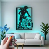 Custom Cyclist Led Light Metal Wall Art Personalized Gift for Biking Enthusiasts Garage or Man Cave Decor