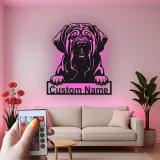 Insegna LED Personalizzata per Mastino Inglese | Arte Murale in Metallo per Animali Domestici | Regalo per Amante dei Cani per Casa