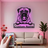 Custom Bulldog Led Light Metal Wall Art Personalized Pet Parent Gift Living Room Dog Decor