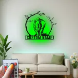 Rhinoceros LED Metal Wall Art | Custom Name Safari Sign | Modern Wildlife Decor for Home & Office