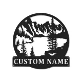 Custom Mountain Metal Sign | LED Backlit Lake Scene Wall Art | Personalized Cabin Decor | Rustic Nature Lover Gift