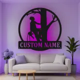 Personalisierte LED-beleuchtete Metall-Wandkunst Baumkletterer Geschenk für Arboristen