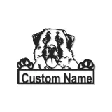 Décoration murale en métal LED personnalisée Saint Bernard - Cadeau pour amoureux des chiens, décoration pour salon