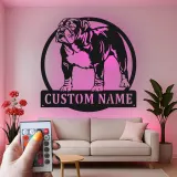 Cartel de metal LED personalizado de Bulldog, regalo para amantes de los perros, decoración para la sala de estar o área de mascotas