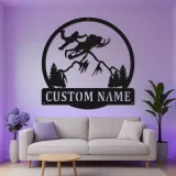 Personalisiertes Schneemobil-Metallschild mit LED | Personalisierte Berg-Wandkunst | Hütten- & Garagen-Dekor für Schneemobilfahrer Geschenk