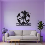 Cartel LED de Jugador de Fútbol Personalizado | Decoración Mural de Metal Personalizada | Decoración de Habitación de Adolescentes y Regalo Deportivo para Atletas