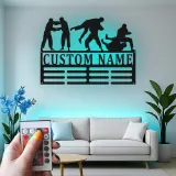 Custom Brazilian Jiu-Jitsu Led Light Metal Wall Art, Personalized Martial Arts Grappling Decor, BJJ Gift for Athletes Gym Room