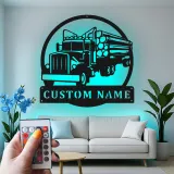 Personalisierte Logging Truck Metallschild | LED Wandkunst | Geschenk für Trucker | Männerhöhlen & Garagen Dekor
