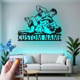Insegna in metallo MMA personalizzata | Insegna LED per palestra o man cave | Regalo per combattenti di arti marziali