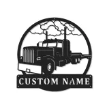 Insegna LED per Camion Semirimorchio Personalizzata | Arte in Metallo per Big Rig | Decorazione per Garage e Man Cave