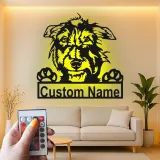 Custom Terrier Dog Led Light Metal Wall Art Personalized Pet Parent Gift Living Room Dog Decor