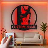 Insegna LED Personalizzata per Lineman | Insegna in Metallo Personalizzata | Regalo per Elettricista | Decorazione per Man Cave