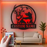 Personalisierte LED-Beleuchtung Metall-Wandkunst für Jäger und Rehe – Geschenk für Outdoor-Enthusiasten, Man Cave Jagd Dekor