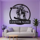 Personalisierte Snowboarder-Leuchtschilder | Personalisiertes Metallschild | Teenagerzimmer Dekor & Wintersport Geschenk