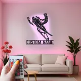 Panneau LED de Motoneige Personnalisé | Art Murale en Métal Personnalisé pour Motard | Décoration de Garage de Sports Extrêmes | Cadeau d'Aventure d'Hiver
