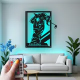 Insegna in metallo personalizzata per golfista femminile con luce LED