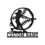 Softball Player Custom Name Sign | LED Metal Wall Art for Athlete's Room | Personalized Sports Decor Gift