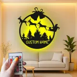 Cartel de metal LED personalizado de trineo de Santa regalo de Navidad para familias decoración festiva de sala de estar