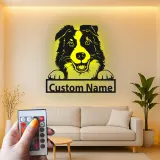 Cartel de metal LED personalizado de Border Collie, regalo para amantes de los perros, decoración para la sala de estar