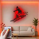 Custom Skier LED Metal Sign | Personalized Ski Lodge Decor | Illuminated Winter Sports Wall Art | Unique Athlete Gift