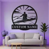 Custom Rowing Metal Sign with LED | Personalized Rower Wall Art | Crew Team Name Plaque for Boathouse | Athlete Gift