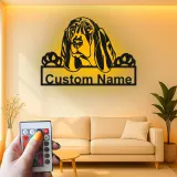 Personalisierte Bloodhound Led-Beleuchtung Metall-Wandkunst Geschenk für Hundeliebhaber Wohnzimmer Haustier-Dekoration