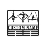 Insegna in metallo personalizzata con silhouette aerea e luce LED - Regalo per ginnasti, decorazione per studio o casa