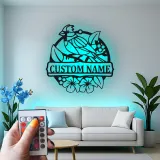 Insegna in metallo personalizzata con uccello e fiori e luce LED regalo per amanti della natura decorazione per soggiorno o giardino