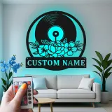 Cartel de metal LED de disco de vinilo personalizado para amantes de la música, regalo para estudio en casa 1